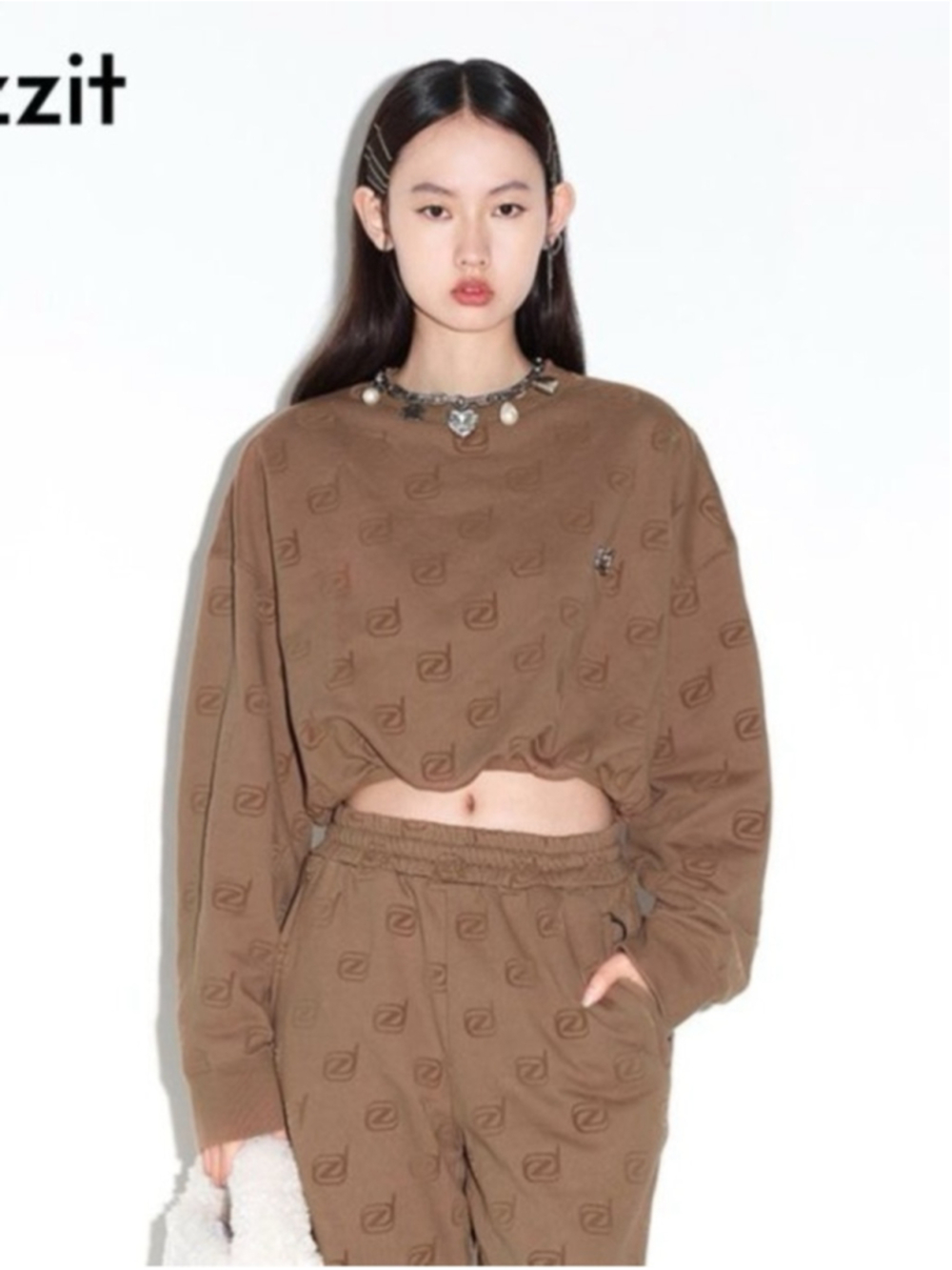 D’zzit Casual Cropped Crew Neck Pullover Sweatshirt